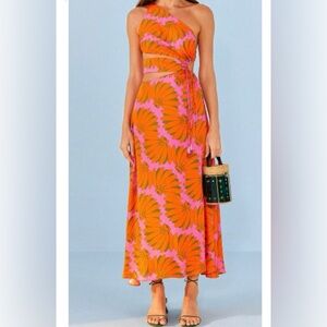 NWT Farm Rio Copacabana Pink Cutout Midi Dress